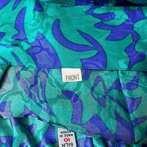100% Silk Midi Skirt Vintage in Teal Green and Purple Size 10 - Picture 12 of 12